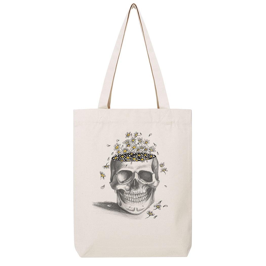 SHOPPING-BAG - SKULL white