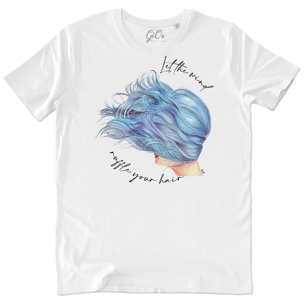 T-SHIRT-UNISEX - LET THE SHINE RUFFLE YOUR HAIR white