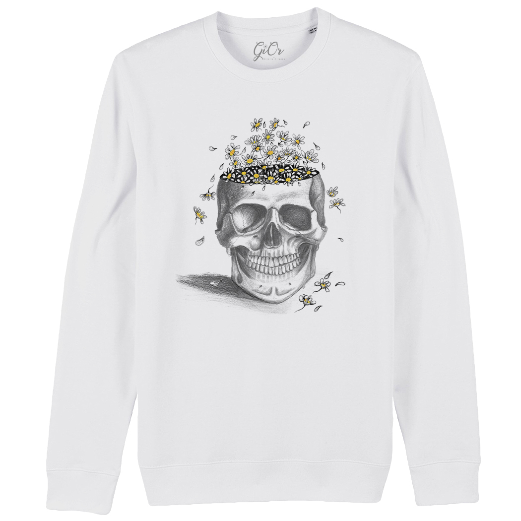 FELPA GIROCOLLO CHANGER - SKULL white